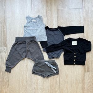 Mini Mioche 5pc Bundle -organic cotton baby tops + bottoms, sz3-6months